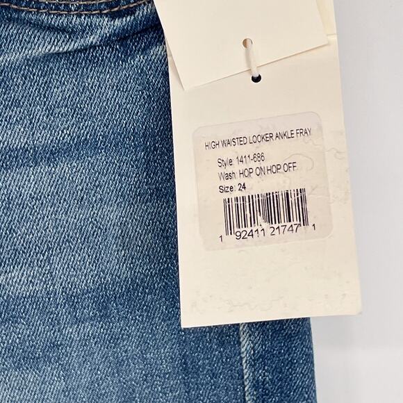 MOTHER NWT High Waisted Looker Ankle Fray Jeans Hop On Hop Off Women’s Size 24 - Picture 5 of 10